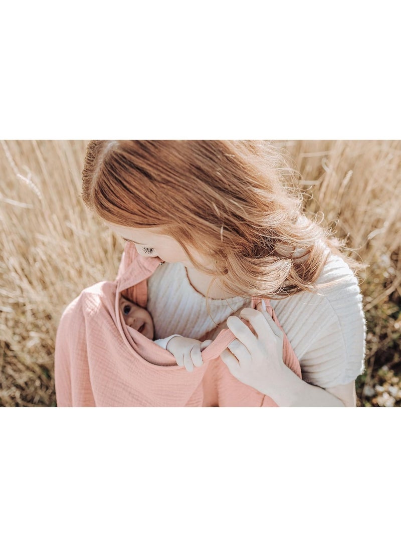Breastfeeding care cover - 360° all-round breastfeeding care shawl, specially designed for new mothers. It is a lightweight and soft cotton breastfeeding scarf-style wrap that can adjust the neckline. It is breathable and privacy-friendly, suitable for wearing during breastfeeding. （Pink) - Image 4